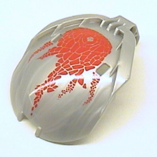 Bionicle Bohrok Windscreen 4 x 5 x 7 with Red Scales and Tahnok-Kal Logo Pattern