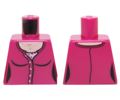 Torso Female Outline, Cardigan Sweater, Undershirt with Dark Pink Dots and Silver Star Pendant Pattern