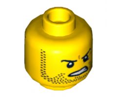 Minifigure, Head Dual Sided Beard Stubble, Determined / Breathing Apparatus Pattern - Hollow Stud