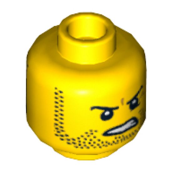 Minifigure, Head Dual Sided Beard Stubble, Determined / Breathing Apparatus Pattern - Hollow Stud