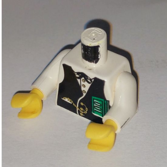 Torso Western Black Vest, Gold Fob and $100 Bills Pattern (Banker) / White Arms / Yellow Hands