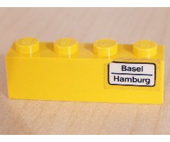 Brick 1 x 4 with 'Basel - Hamburg' Pattern (Sticker) - Set 7710/7818