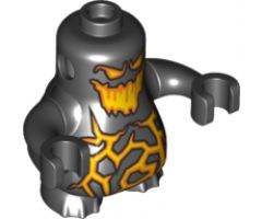 Body, Nexo Knights Scurrier with Black Arms with Orange and Yellow Eyes, Open Mouth and Cracks Pattern