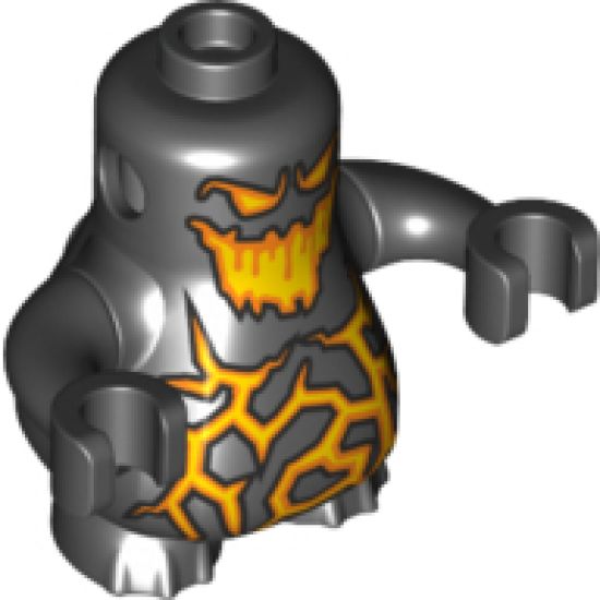 Body, Nexo Knights Scurrier with Black Arms with Orange and Yellow Eyes, Open Mouth and Cracks Pattern