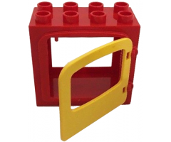 Duplo, Building Door / Window Frame 2 x 4 x 3 Raised Door Outline with Yellow Duplo Door / Window (2332 / 4247)