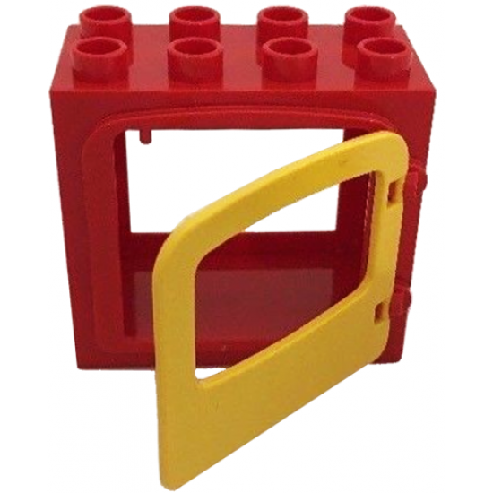 Duplo, Building Door / Window Frame 2 x 4 x 3 Raised Door Outline with Yellow Duplo Door / Window (2332 / 4247)
