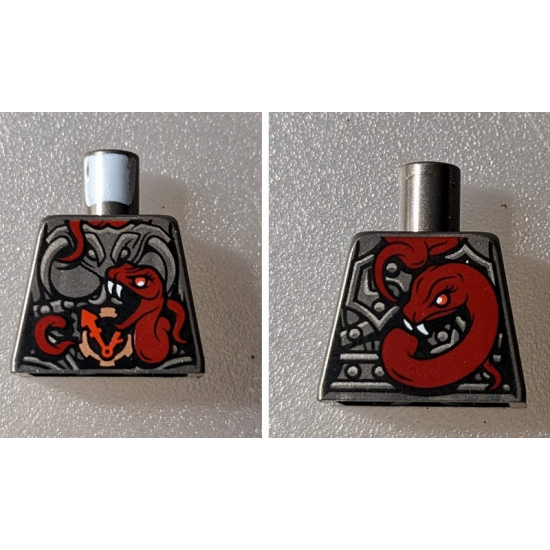 Torso Ninjago Female Armor with Clock and Dark Red Snakes Pattern