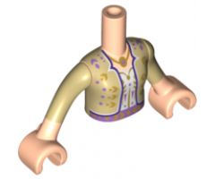 Mini Doll, Torso Friends Girl White Shirt, Tan Jacket with Gold and Dark Purple Design Pattern, Light Nougat Arms with Hands with Tan Sleeves