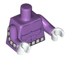 Torso Batman Muscles Outline with Belt with 6 White Squares Front and Reverse Pattern / Medium Lavender Arms with White Squares Pattern / White Hands