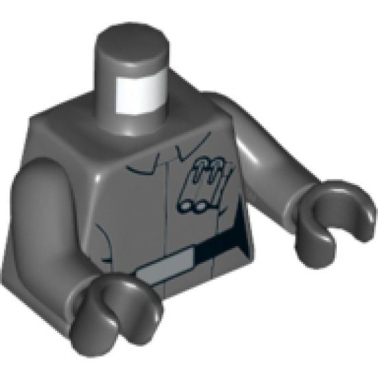 Torso SW First Order Officer Female Pattern / Dark Bluish Gray Arms / Black Hands