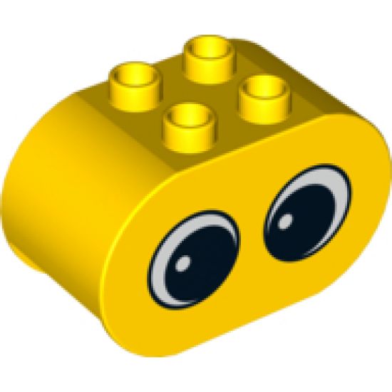 Duplo, Brick 2 x 4 x 2 Rounded Ends with 2 Eyes with Pupils Pattern