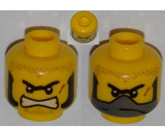 Minifigure, Head Dual Sided Male with Unibrow, Sideburns, Bared Teeth / Balaclava Pattern - Hollow Stud