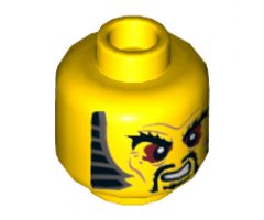 Minifigure, Head Black Bushy Eyebrows, Red Eyes, Moustache and Goatee, Sideburns, Wrinkles Pattern - Hollow Stud