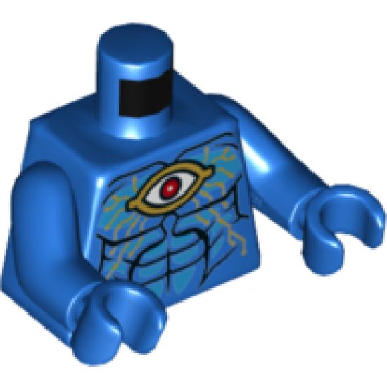 Torso Gold Eye and Circuitry, Red Iris, Dark Azure Highlights, Black Muscle Lines Pattern / Blue Arms / Blue Hands