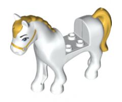 Horse with 2 x 2 Cutout, Medium Blue Eyes and Face Decoration, Gold Mane and Tail Pattern