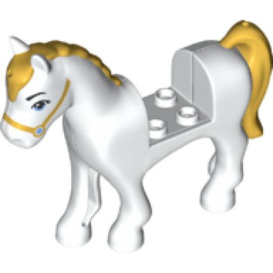 Horse with 2 x 2 Cutout, Medium Blue Eyes and Face Decoration, Gold Mane and Tail Pattern