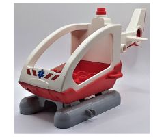 Duplo, Aircraft Helicopter Body Medium with Cabin (Skids not Removable) with Red Base and EMT Star of Life Pattern