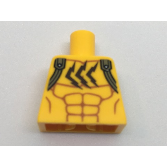 Torso Batman Muscles Outline with Flat Silver Shoulder Straps and 3 Jagged Cat Scratch Marks Pattern