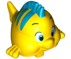 Duplo, Animal Fish with Large Eyes and Dark Azure Dorsal Fin and Stripes Pattern (Flounder / Fabius)