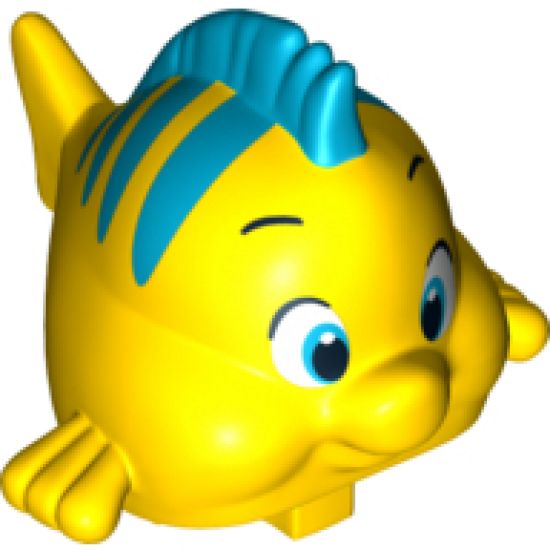 Duplo, Animal Fish with Large Eyes and Dark Azure Dorsal Fin and Stripes Pattern (Flounder / Fabius)