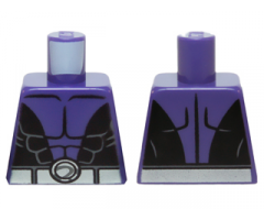 Torso Batman Muscles Outline, Open Black Shirt and Silver Belt Pattern