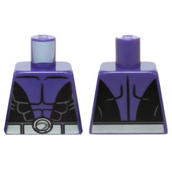 Torso Batman Muscles Outline, Open Black Shirt and Silver Belt Pattern