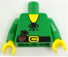 Torso Castle Forestman Tie Shirt and Purse Pattern, Inside with Ribs (Reissue) / Green Arms / Yellow Hands