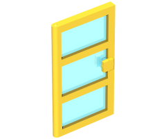 Door 1 x 4 x 6 with 3 Panes with Trans-Light Blue Glass