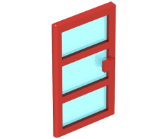 Door 1 x 4 x 6 with 3 Panes with Trans-Light Blue Glass