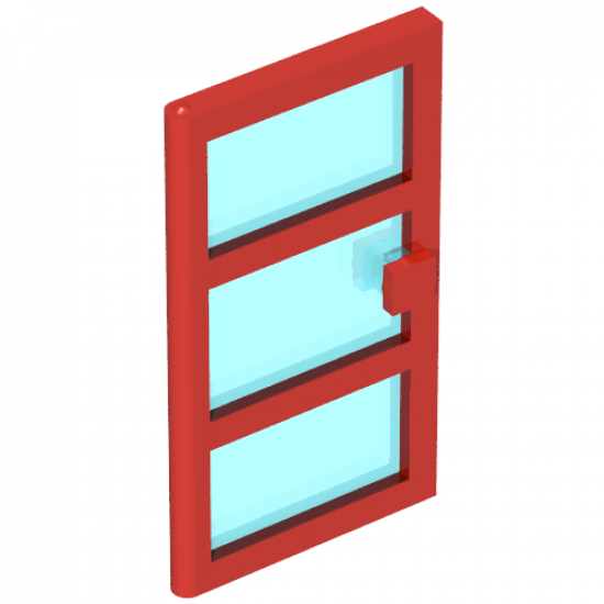 Door 1 x 4 x 6 with 3 Panes with Trans-Light Blue Glass