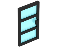 Door 1 x 4 x 6 with 3 Panes with Trans-Light Blue Glass