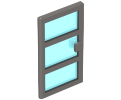 Door 1 x 4 x 6 with 3 Panes with Trans-Light Blue Glass