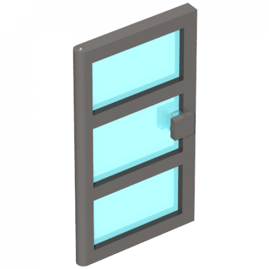 Door 1 x 4 x 6 with 3 Panes with Trans-Light Blue Glass
