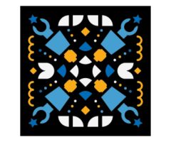 Tile 2 x 2 with BeatBit Album Cover - Geometric Minifigure Heads, Arms and Quarter Tiles Pattern
