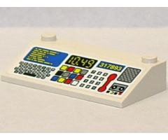Slope 33 3 x 6 with Inner Walls with Control Panel, Keyboard, Key Pad, Red Phone, '10.49' and '317893' Pattern (Sticker) - Set 6479