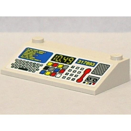 Slope 33 3 x 6 with Inner Walls with Control Panel, Keyboard, Key Pad, Red Phone, '10.49' and '317893' Pattern (Sticker) - Set 6479