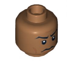 Minifigure, Head Male Stern Black Eyebrows, White Pupils Pattern (SW Captain Panaka) - Hollow Stud