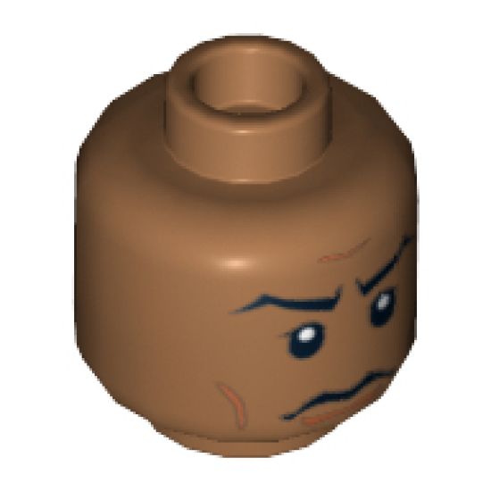 Minifigure, Head Male Stern Black Eyebrows, White Pupils Pattern (SW Captain Panaka) - Hollow Stud
