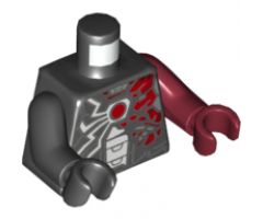 Torso Armor, Red Arc Reactor, White and Red Jagged Lines Pattern / Dark Red Arm and Hand Left / Black Arm and Hand Right