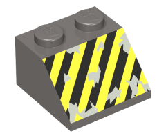 Slope 45 2 x 2 with Black and Yellow Danger Stripes Pattern