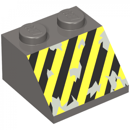 Slope 45 2 x 2 with Black and Yellow Danger Stripes Pattern