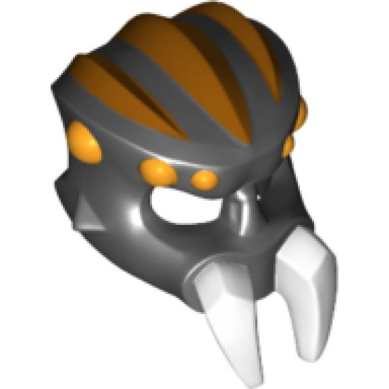 Minifigure, Headgear Mask Spider with White Pincers, Bright Light Orange Spots and Gold Ridges Pattern