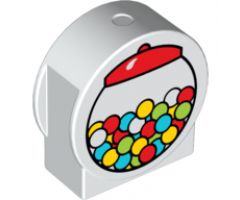 Duplo, Brick 1 x 3 x 2 Round Top, Cut Away Sides with Gumball Machine Pattern
