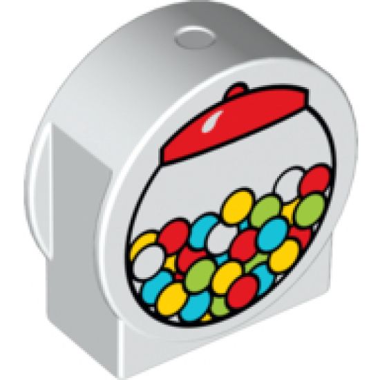 Duplo, Brick 1 x 3 x 2 Round Top, Cut Away Sides with Gumball Machine Pattern