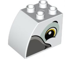Duplo, Brick 2 x 3 x 2 with Curved Top with Bird Head on Both Sides Pattern
