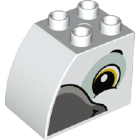 Duplo, Brick 2 x 3 x 2 with Curved Top with Bird Head on Both Sides Pattern