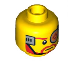Minifigure, Head Dual Sided Cyborg Eyepiece, Beard, Determined / Breathing Apparatus Pattern - Hollow Stud