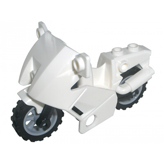 Riding Cycle Motorcycle City with Black Chassis (Short Fairing Mounts) and Light Bluish Gray Wheels