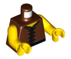Torso Ninjago Robe with Black Frog Clasps Pattern / Yellow Arms / Yellow Hands