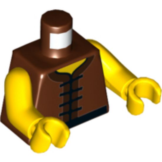 Torso Ninjago Robe with Black Frog Clasps Pattern / Yellow Arms / Yellow Hands